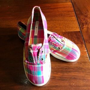 Tommy Hilfiger pastel plaid tennis shoes